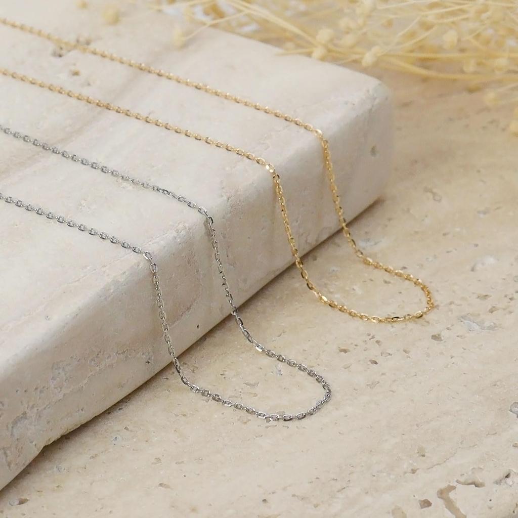 Lala Christie Platinum Chain Necklace, Pt850, Shine Cut Azuki Bean, 0.7mm Wide, Approximately 1.2g, Up to 45cm, Adjustable Length, lc97-0031