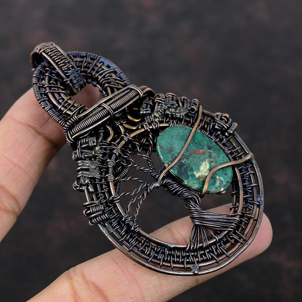 Tree Of Life Cuprite Chrysocolla Pendant Copper Wire Wrapped Pendant Gemstone Handmade Pendant Wonderful Copper Wire Jewelry Gift For Mother