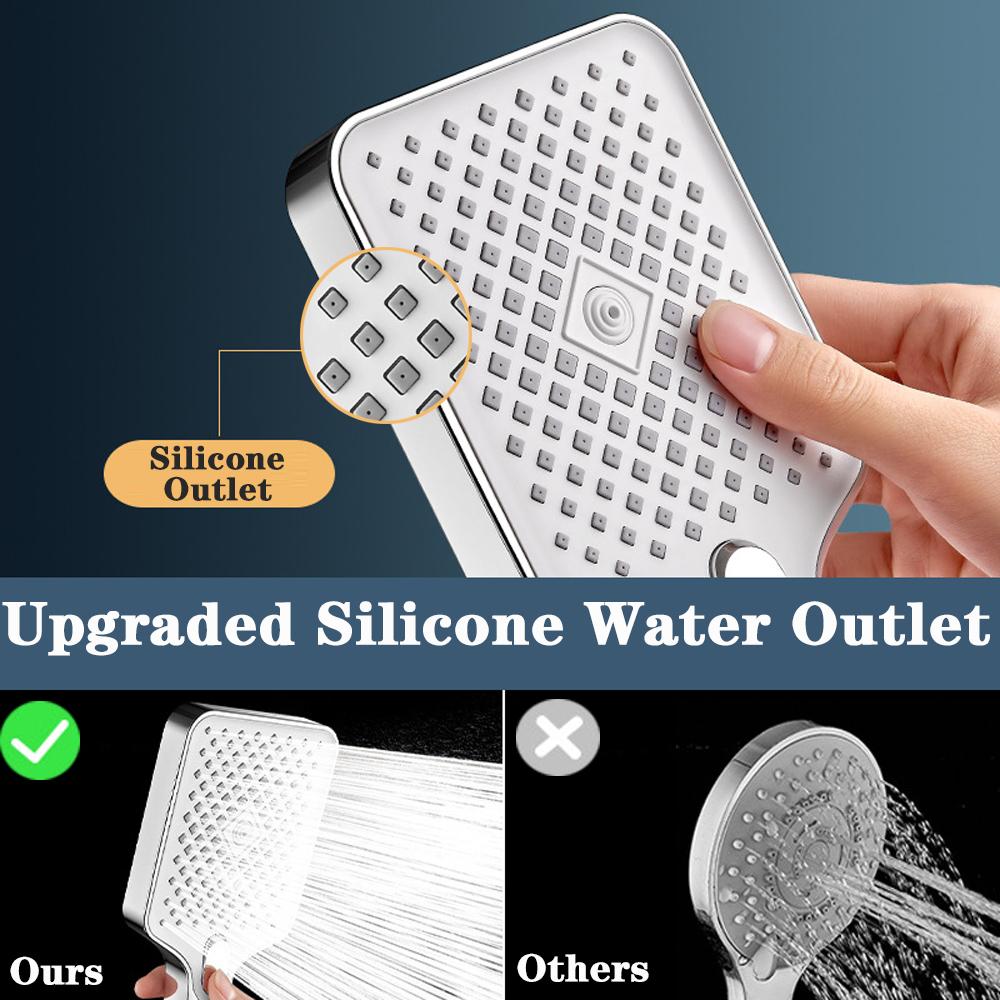 13 CM Stor Panel Högt Flöde Duschhuvud Silver 3 Lägen Högtrycksspraymunstycke Massage Regndusch Badrumstillbehör