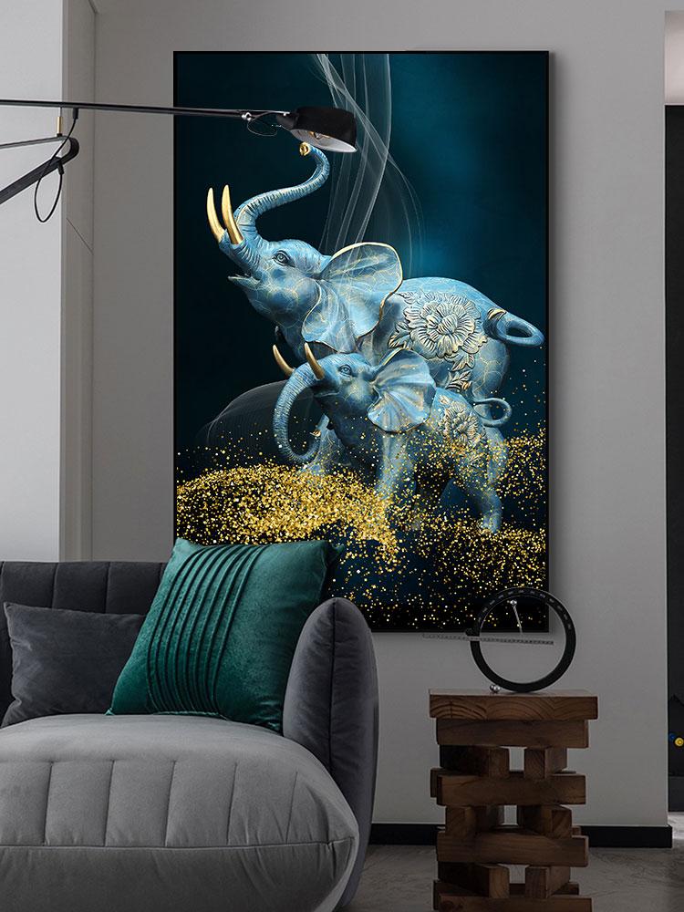 Geogerous obraz slona Nástěnné umění Plátno Olejomalba Plakát a tisky Abstraktní zvířecí plátno umění pro obývací pokoj Home Decor