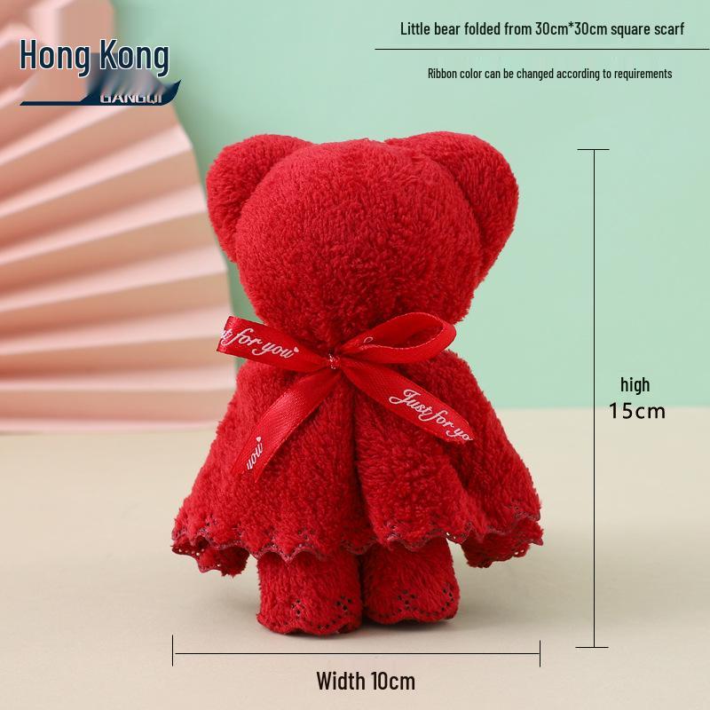 Coral Fleece Bear Towel - Handcrafted Exquisite Gift for Weddings, Anniversaries, and Events