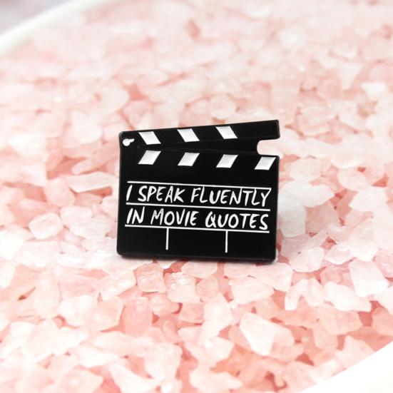 Creative Movie Clapboard Enamel Brooch Pin Unisex Denim Jacket Collar Badge