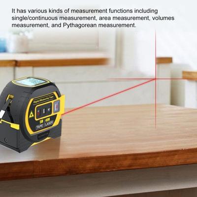 3-in-1 Laser-Maßband Digitales Maßband mit hochpräzisem LCD-Display Laser-Entfernungsmesser für große Entfernungen