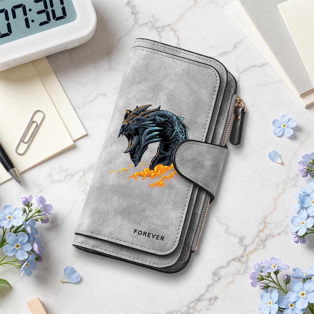 Vintage Dragon Pattern Long Wallet Stylish Portable PU Card Holder for Daily Use