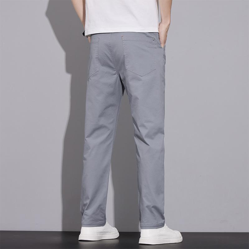 % Cotton men's business casual pants, anti-wrinkle and easy to take care of, fashionable and versatile when commuting, solid color men's pants