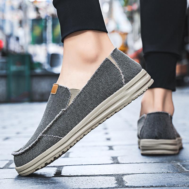 2608 Men's Lazy Canvas Shoes Loafers Low Cut Slip On Flat Bottomed Board Sports Casual