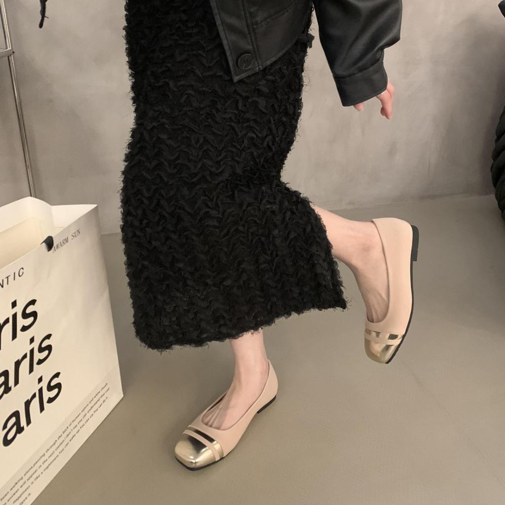 Square Head Color Matching Gentle Wind Shoes Women's New Spring and Autumn Light Mouth Skirt