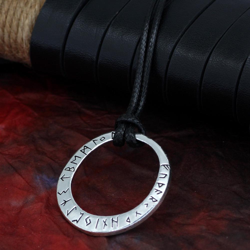 Viking Rune Letter Necklace Pendant for Men & Women - Long Sweater Chain Ornament