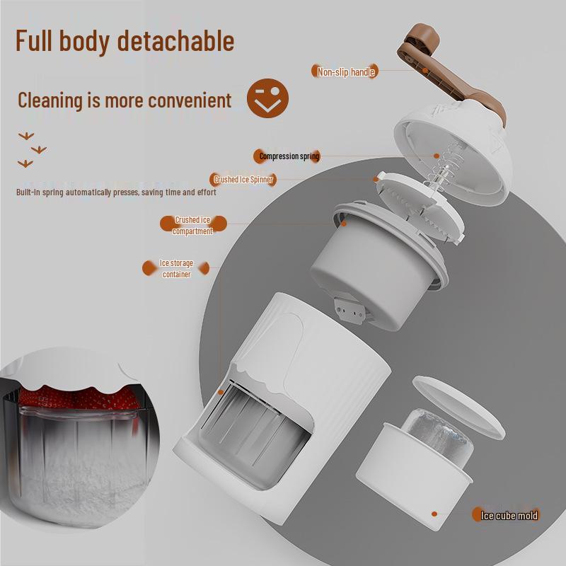 Portable Manual Ice Crusher & Shaved Ice Machine for Smoothies and Soft Serve