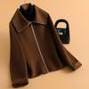 Double-sided Woolen Jacket Women's Short Autumn New Design Large Lapel Niche Zipper High-end Coat