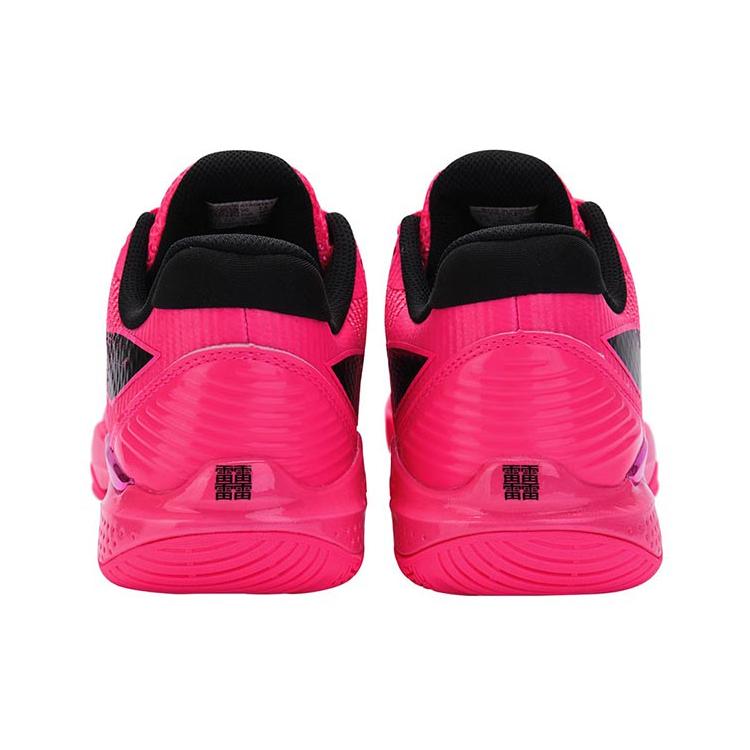 Li Ning  Fabric Cushioning Slip Resistant Abrasion Resistant Low Top Badminton Shoes Unisex Fluorescent Fruit Pink AYAS018-1