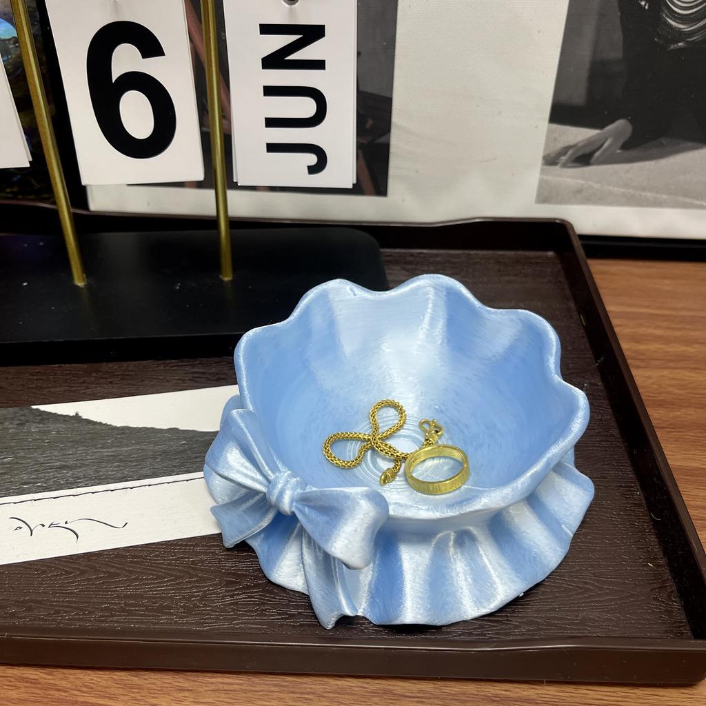 Cute Bowknot Shaped Jewelry Organizer Home Desktop Storage Tray Decor Display Holder for Ring Earrings Living Room Bedroom Decor