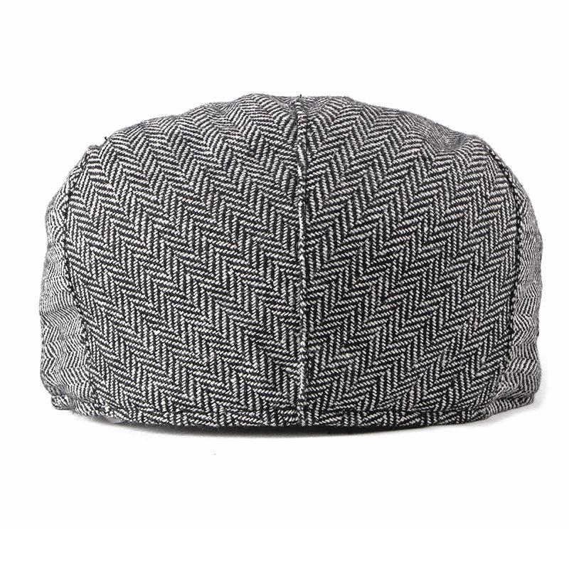 British Style Herringbone Flat Cap for Men Vintage Plaid Beret Hat Autumn Spring Casual Newsboy Cap Breathable Duckbill Hat