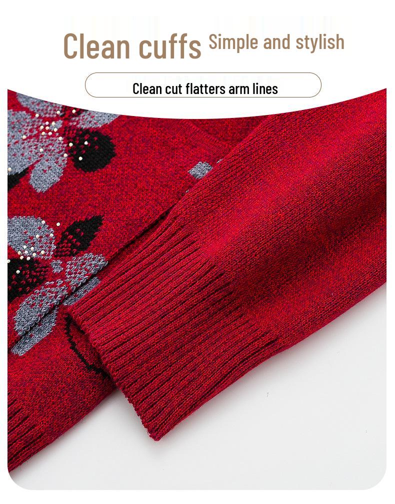 Autumn Winter Wool Cardigan for Middle-aged Women and Elderly - Comfortable Knitwear for Moms