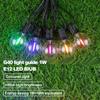 Patio String Lights Colorful G40 RGB Festoon Light Chain Outdoor EU US E12 Retro Street Garland For  Garden Backyard Decoration