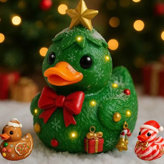 1/3 stk Andepynt Håndlaget Tekstur Festlig Juledekorasjon med Gave Sløyfe Krykke Dekor Jul Andestatue