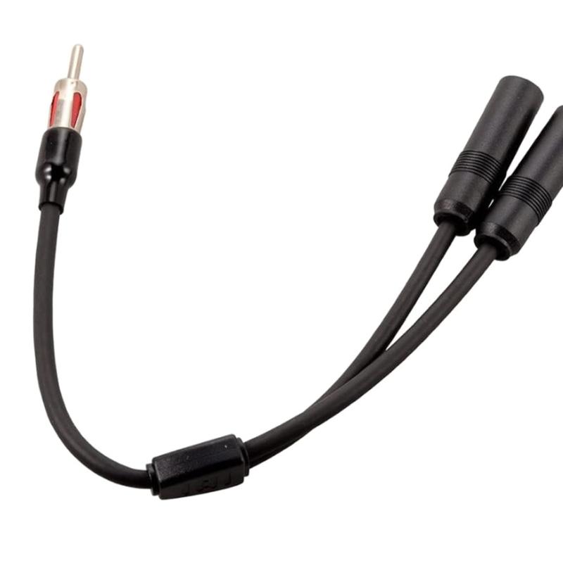 1 Male To 2 Female Car AM FM Radio Antenna Splitter Adapter Extension Cable 19in Y Adapter Connector for Car Truck SUV