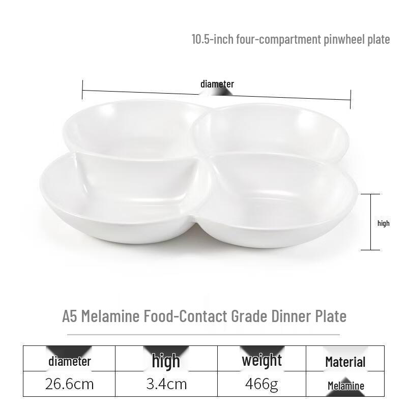 ChuZhou A5 Melamine 4-Compartment Canteen Plate