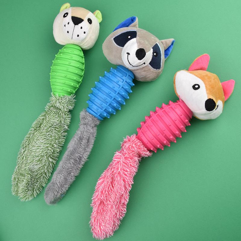 Pet Toy Durable Plush Chew Toy for Dogs - TPR-Enhanced Teeth-Grinding & Bite-Resistant Cartoon Animal Toy Design Pet Supplies