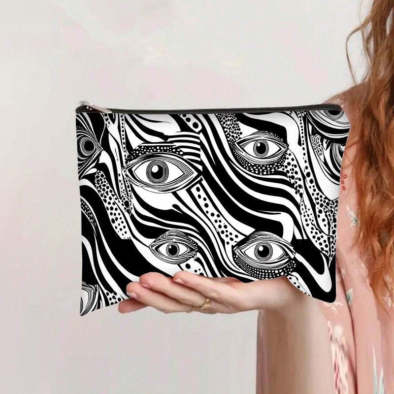 Selling Devil's Eye Canvas Cosmetic Bag Student Stationery Zipper Pencil Case Ladies Cosmetic Bag