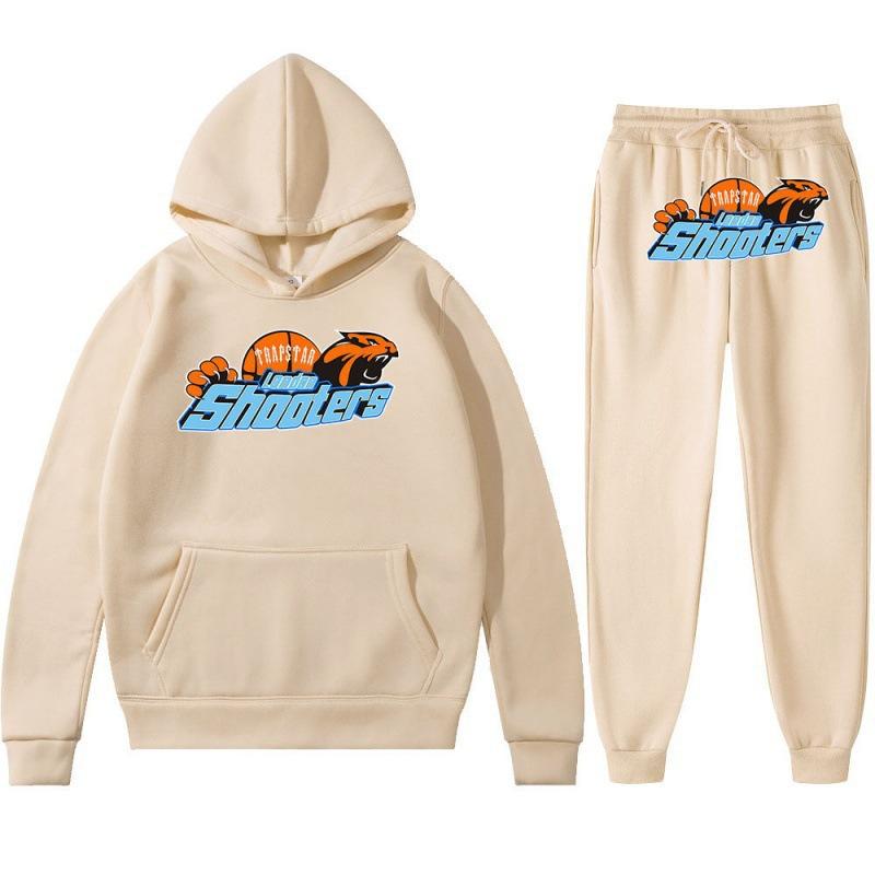 Printed Sportswear Men's Two-piece Loose Hooded Sweatshirt Set