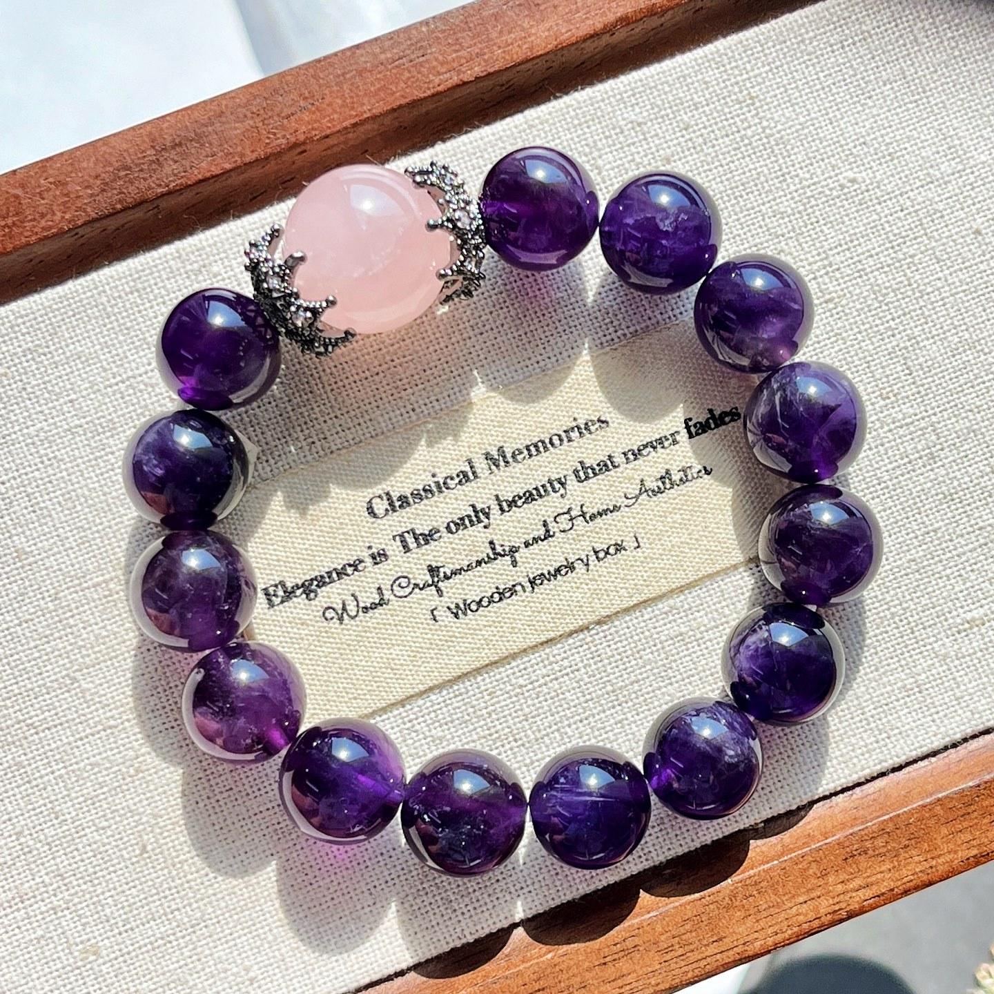 12Mm Large Granular Grape Purple Natural Amethyst 16Mm Powder Crystal Bracelet Bracelet