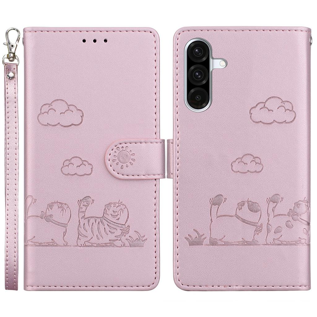 For Samsung Galaxy A56 5G/A36 5G Case RFID Blocking Kitten Pattern TPU+PU Leather Phone Cover