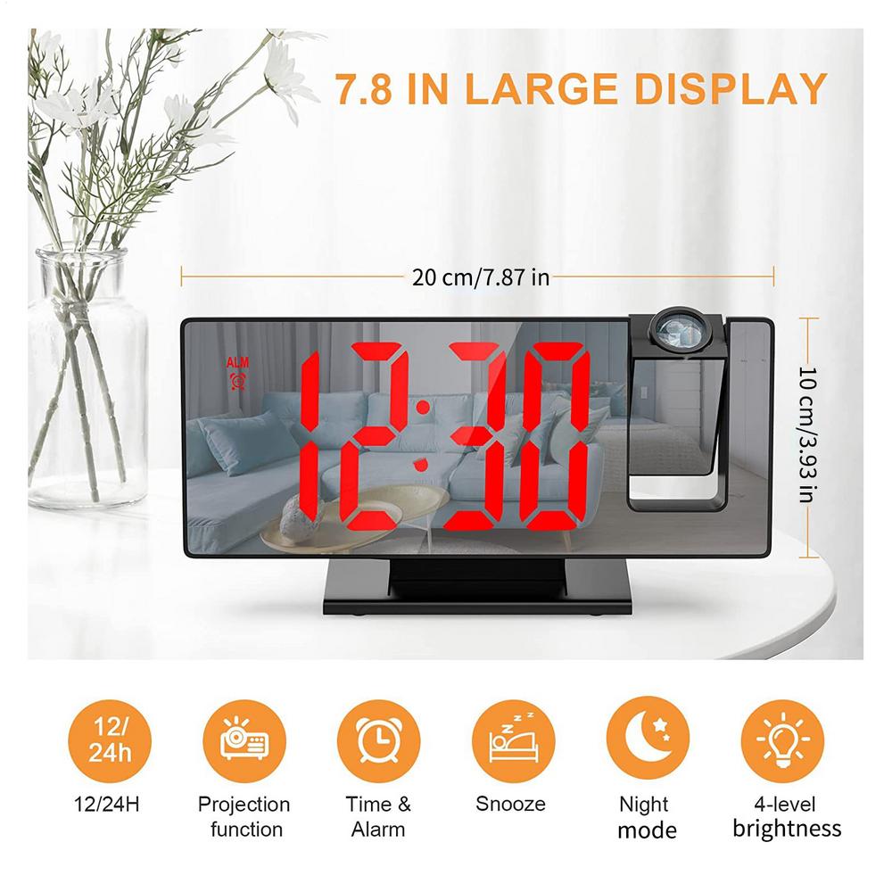 Digital Alarm Clocks for Bedrooms 12/24 Hr Time Temperature LED Display Digital Alarm Clock for Kids Adults Wall Bedside Table чёрный