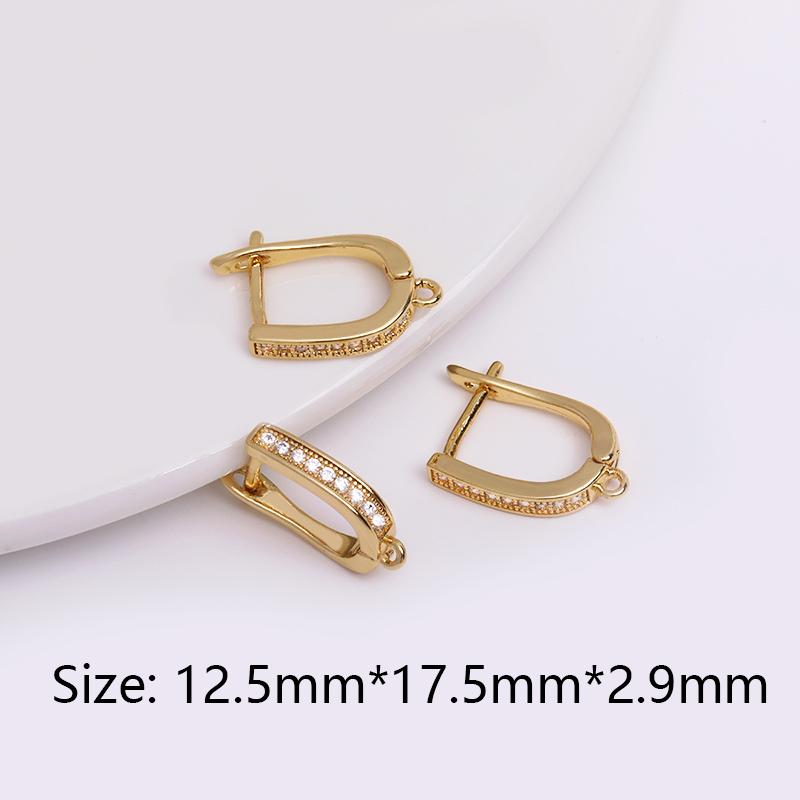 Earring Making Supplies 18K Gold Plated Inlaid Zircon Earring Hooks With Open Jump Ring,DIY Jewelry Accessories Wholesale