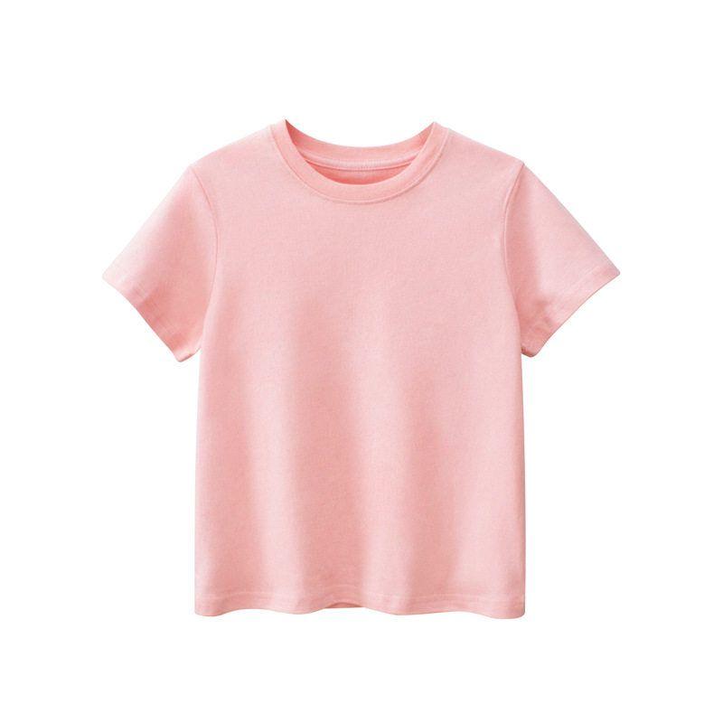 Brand Children's Clothing Summer 2026 Model Children's Pure Cotton Short-Sleeve T-Shirt Promotional Clothing Unisex Solid Color Base Shirt