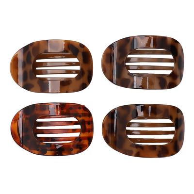 4 stuks platte haarclips voor dun dik haar vrouwen meisjes plastic gebogen ronde platliggende klauwclip