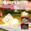 Schläfrige Katze Silikon-Nachtlicht - Weiches Licht, Augenschonend, Tipp-Steuerung, Timer-fähig Schlafzimmer-Begleiter.