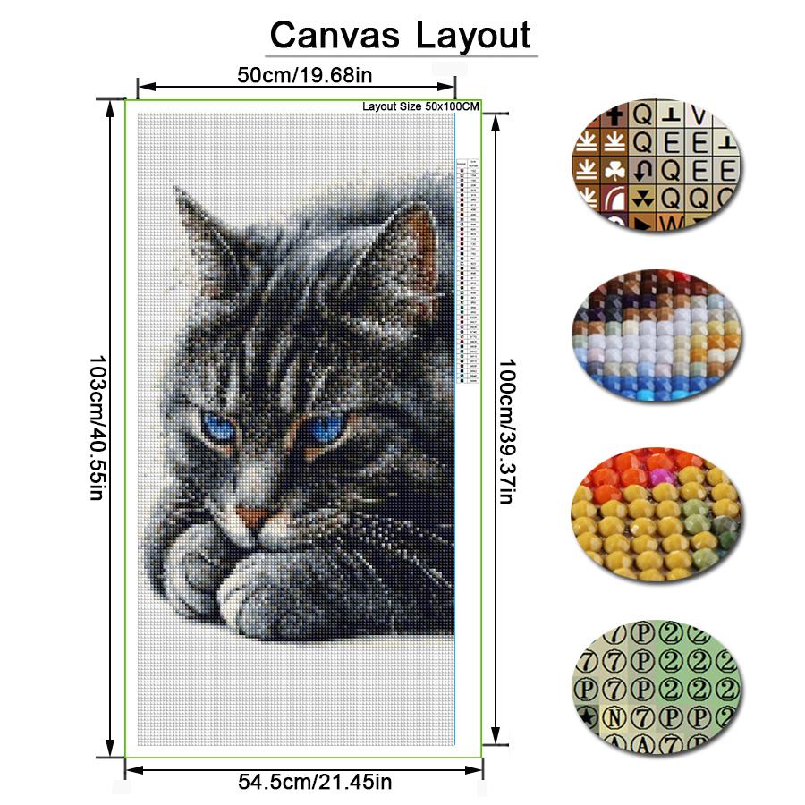 Large Size Diamond Painting Blue Eyed Cat Diy Full Square Round Drill Rhinestone Embroidery Pet Animals Mosaic Cross Stitch Kits Wall Decor