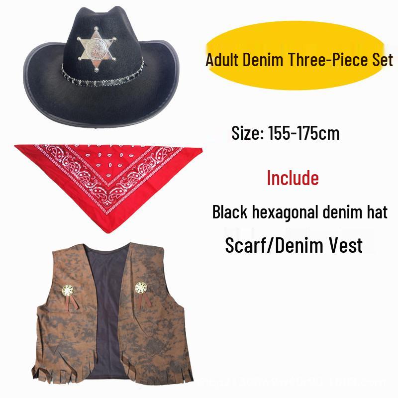 Western Cowboy Halloween Costume Set for Adults & Children - Perfect for Parent-Child Performances