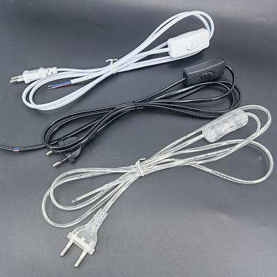 Transparent White Black UK AU EU US AC Desk Lamp Power Supply Extend Connector Adapter Cable Repair Cord Electric Switch Plug