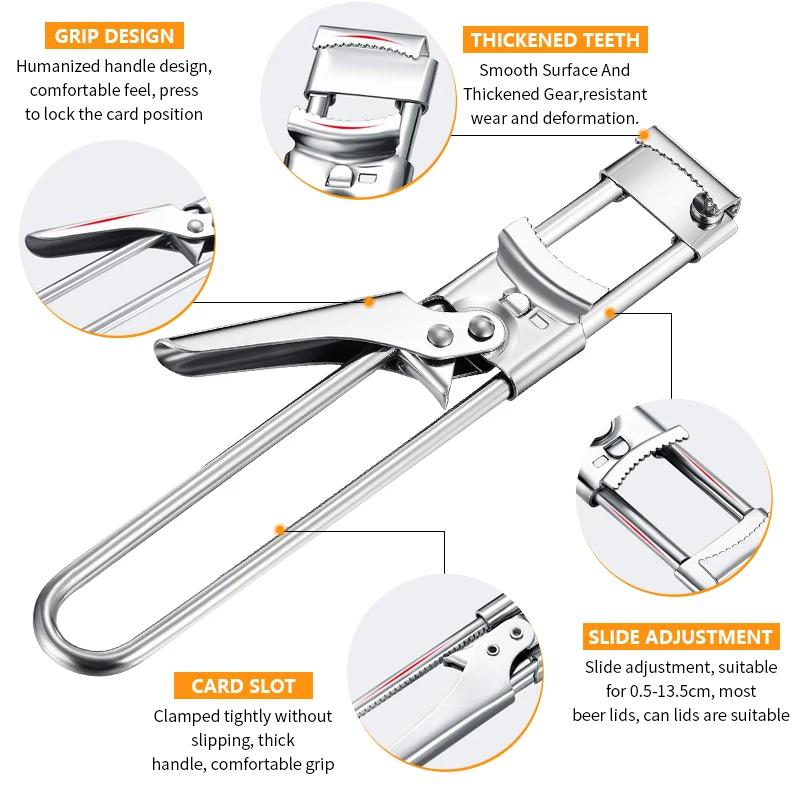 Adjustable Jar Opener Can Opener Stainless Steel Non-Slip Bottle Lid Opener Manual Jar Bottle Bottle Lid  Kitchen Gadget