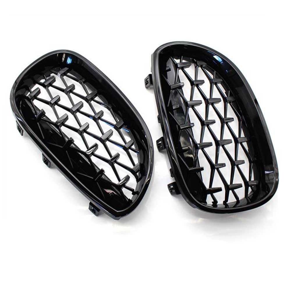 Car Racing Grill For BMW E60 E61 5 Series 2003-2009 Diamond Front Kidney Grille Meteor Style Grill Chrome Auto Accessories