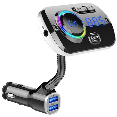 FM Transmitter, Bluetooth 5.0, Car FM Transmitter, Compatible with Siri & Google Assistant, 7