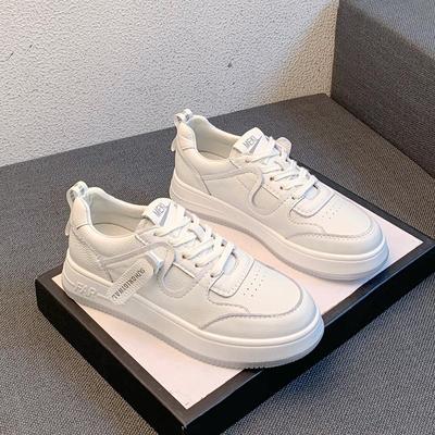Leather White Shoes Women's Autumn New All-Match Slim-Fit Women's Casual Platform Sports Board Shoes