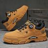 Fashion New Autumn Men Sneakers Leather Men Shoes Outdoor Mountain Short Boots Rotating Buttons Work Shoes for Men Platform Travel