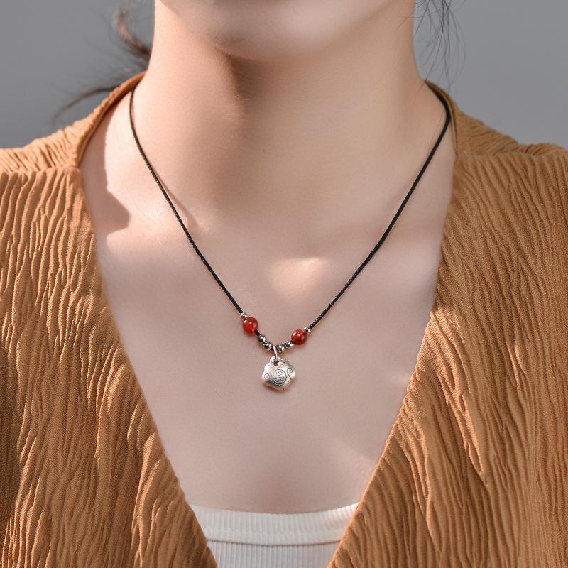 Naszyjnik z blokadą bezpieczeństwa z małym wzorem, blokada o długiej żywotności, etniczny styl, chiński styl, prezent bezpieczeństwa Ruyi