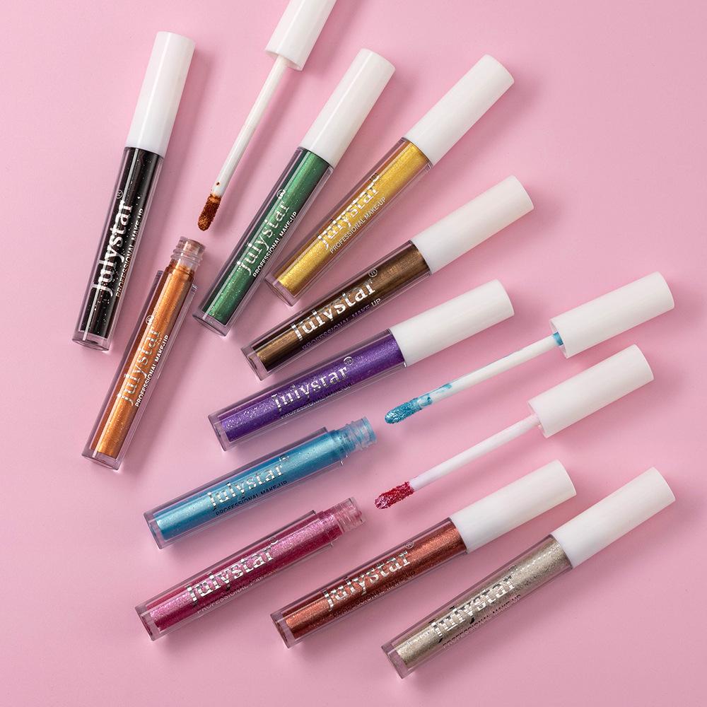 10 Colors Waterproof Liquid Eyeshadow High Shine Long-Lasting Sparkling Eye Shadow Metallic Pink Purple Party Stage Eyes Makeup Hallowmas