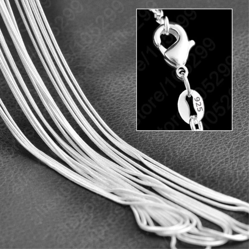 Precio al por mayor Collar de Plata de Ley 925 Joyería de Moda Plateada Cadena de Serpiente Collar de 1 mm (16"18"20"22"24"""")