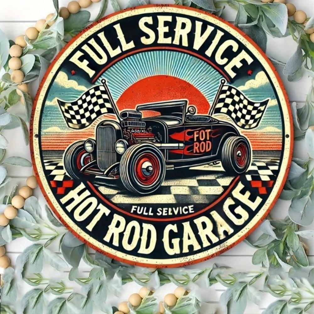Vintage Hot Rod Garage Tin Sign 8x8 Inch Metal Wall Art Decor Kitchen Bar Cafe Home Plaque