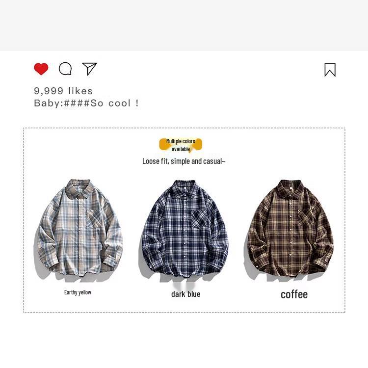 2025 Unisex Retro Plaid Long-Sleeve Shirt - Summer Casual Loose Fit
