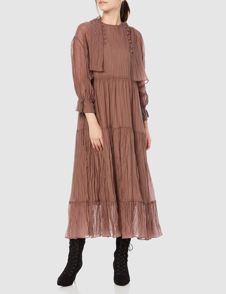 Sheer Sleeve Knit Pullover Washer Dress SWFO214070 BRW 1 [Sneider] Women's
