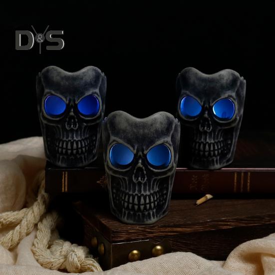 Halloween Skull Candle Light Decoration Spooky Skeleton Statue Tabletop Decor for Outdoor Yard Graveyard Halloween Party Supplies