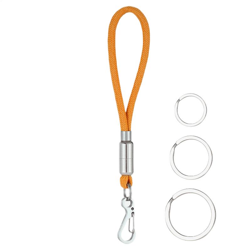 Paracord Lanyard For Keys Heavy Duty Paracord Keychain Clip Badge Holder Buckle Lock Clip Rope Hook 3 Key Rings For Outdoor