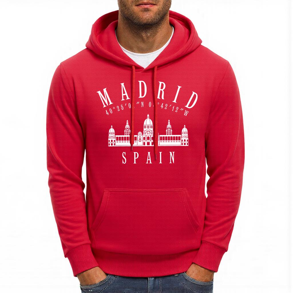 Royal Palace Of Madrid Spain Print Men Hoody Autumn Fleece Hoodies Hip Hop Loose Streetwear All-Match Comfortable Male Clothing
