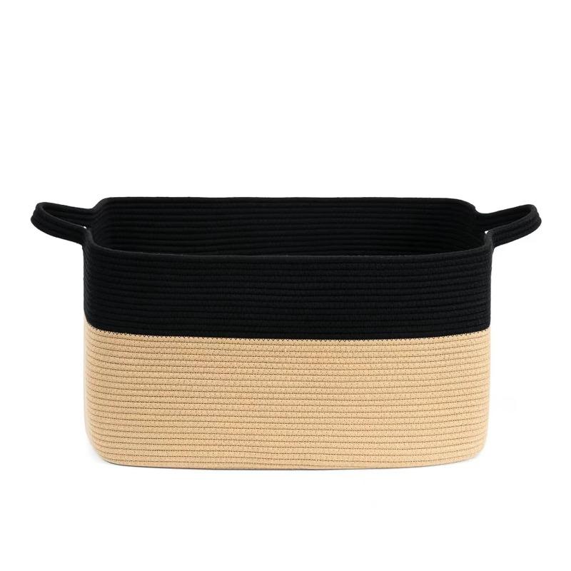 Stylish Handwoven Cotton Rope Laundry Basket for Bedroom Clothes Toys Organizer